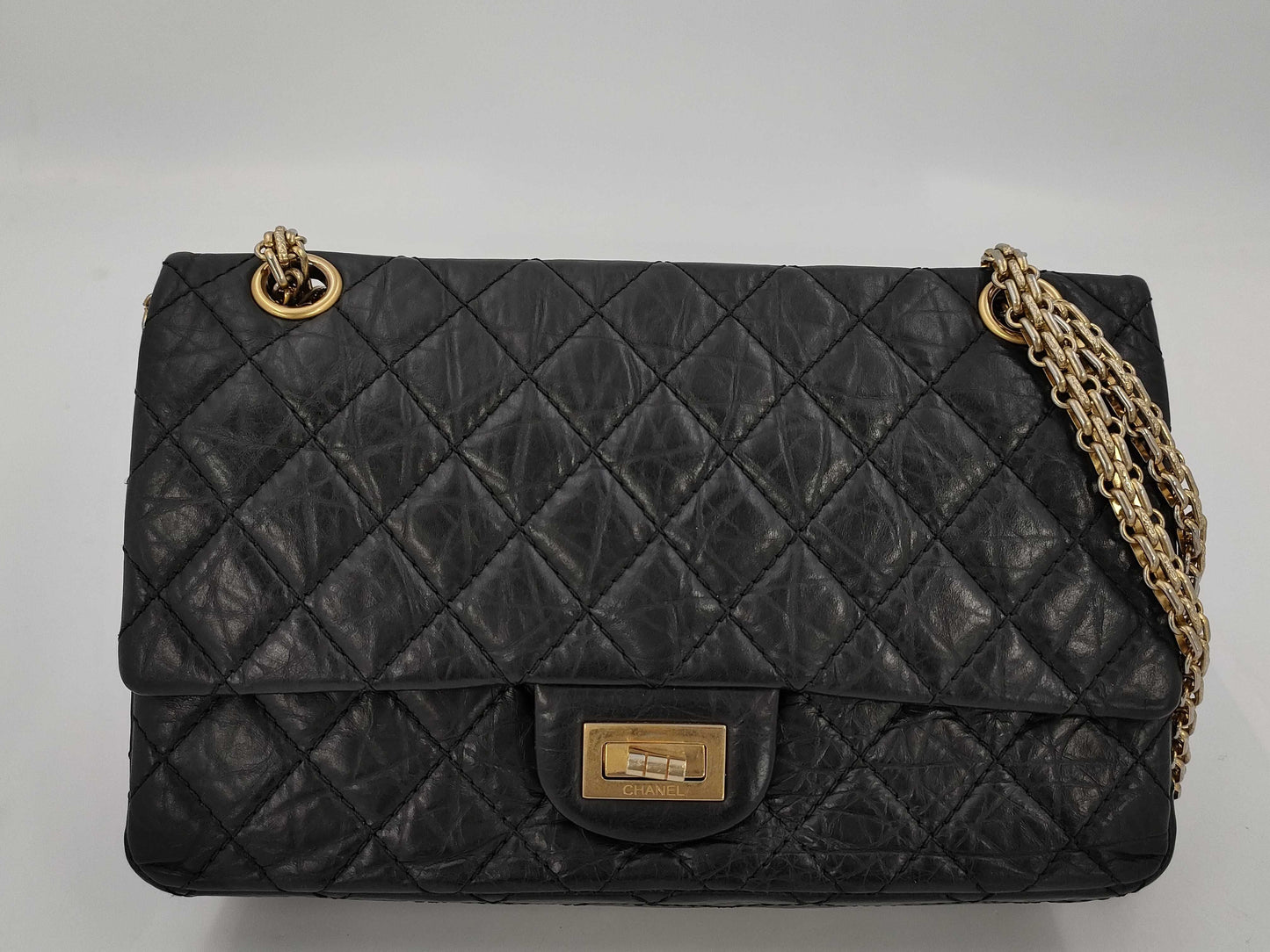 CHANEL 2.55 W Flap Chain Shoulder Bag G Hardware Black 14th Shoulder Bag