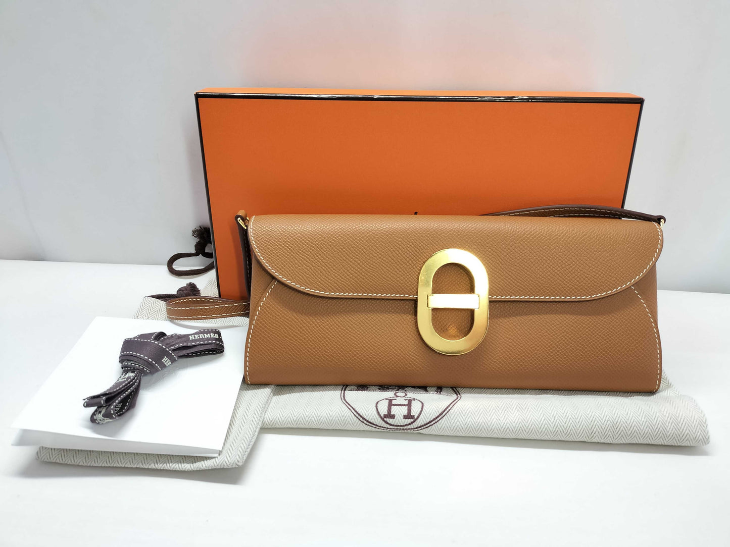 HERMES Shane Dunkle Too-Go Epson Shoulder Bag Brown Shoulder Bag