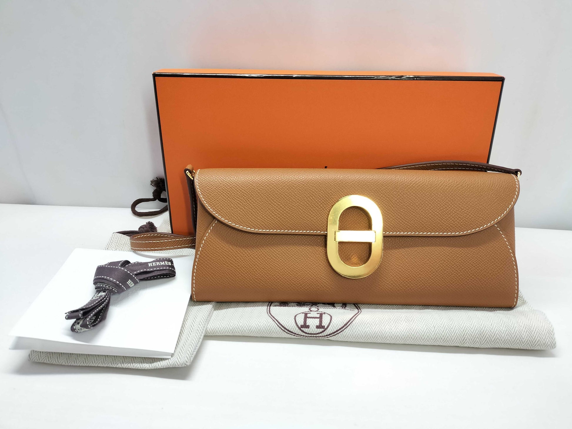 HERMES Shane Dunkle Too-Go Epson Shoulder Bag Brown Shoulder Bag