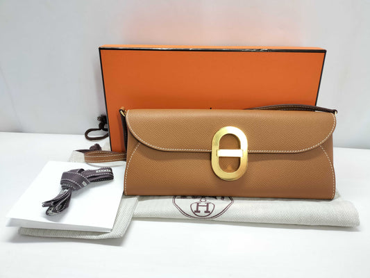 HERMES Shane Dunkle Too-Go Epson Shoulder Bag Brown Shoulder Bag