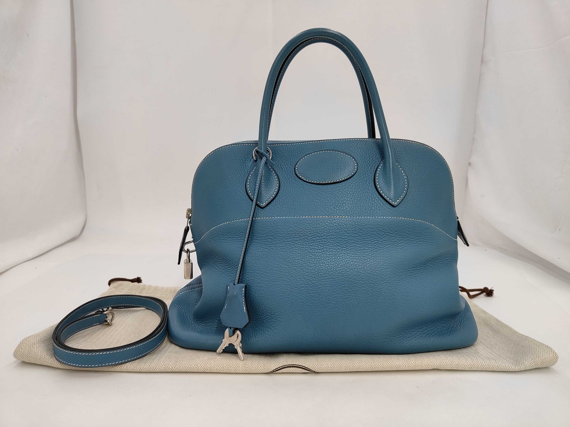 HERMES Boride Tryon Clemence Blue Jean Handbag