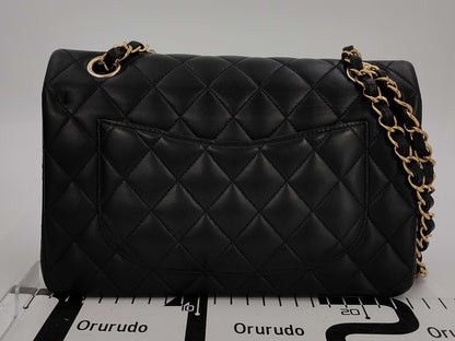 CHANEL Lambskin Matlasse 23 W Flap Chain Shoulder Bag Black IC Plate Shoulder Bag