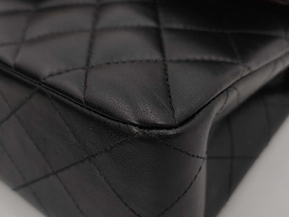 CHANEL Lambskin Matlasse 23 W Flap Chain Shoulder Bag Black IC Plate Shoulder Bag