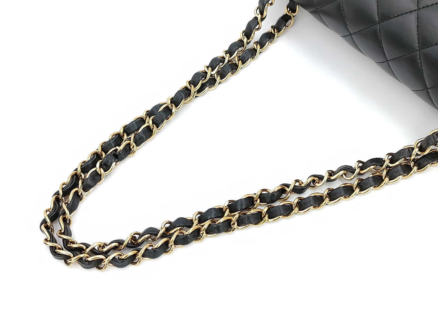 CHANEL Lambskin Matlasse 23 W Flap Chain Shoulder Bag Black IC Plate Shoulder Bag