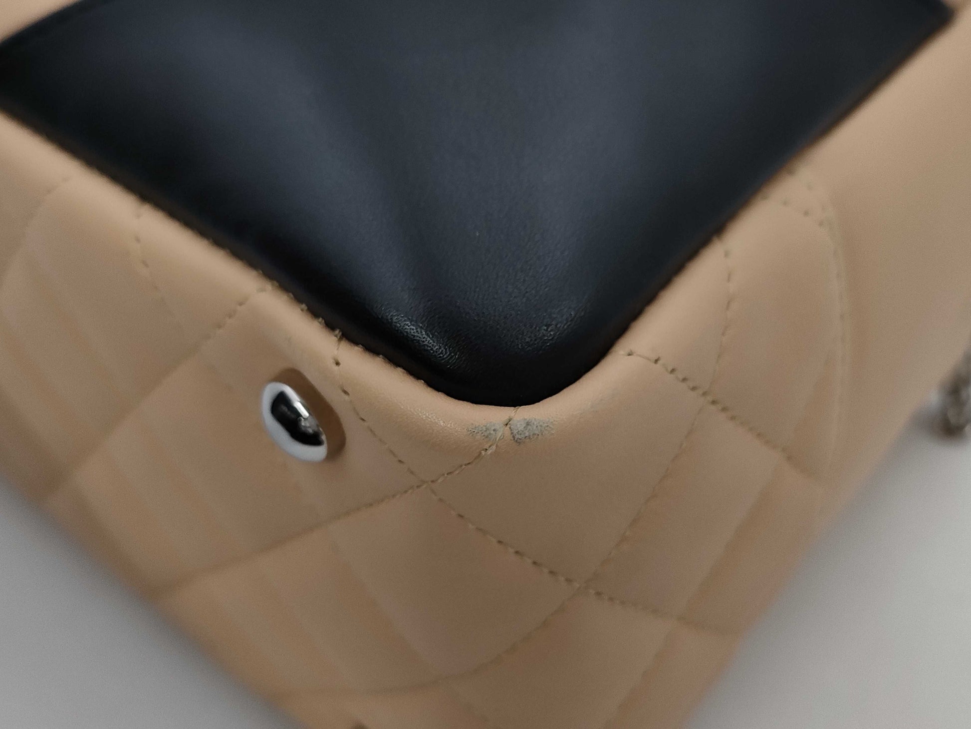 CHANEL Cambon Line Bowling Bag Beige Black 9th Shoulder Bag