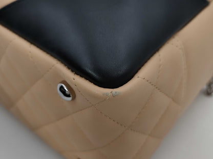 CHANEL Cambon Line Bowling Bag Beige Black 9th Shoulder Bag
