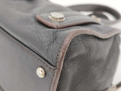 CHANEL CHANEL Mini Boston/Silver Fitting/Bolt Dark Brown Leather 9th Series Handbag