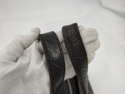 CHANEL CHANEL Mini Boston/Silver Fitting/Bolt Dark Brown Leather 9th Series Handbag