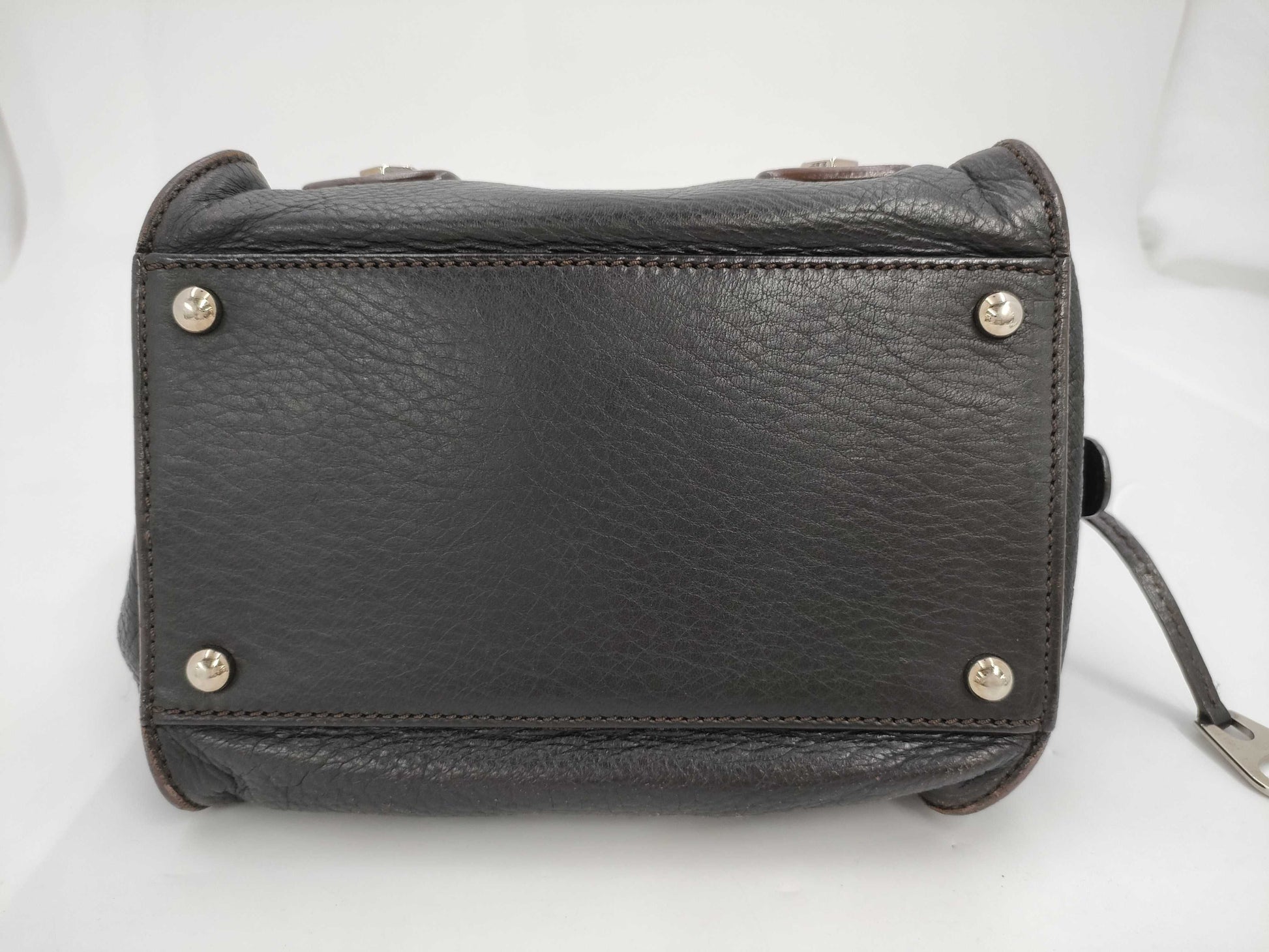 CHANEL CHANEL Mini Boston/Silver Fitting/Bolt Dark Brown Leather 9th Series Handbag