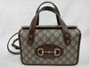 GUCCI GG GUCCI Horsebit 1955 Handbag 645453 Beige x Dark Brown x Brown GG Supreme Canvas x Leather Topouch