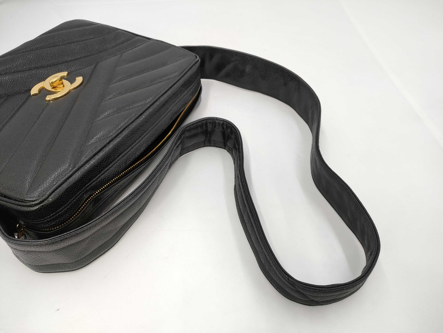 CHANEL CHANEL Shoulder Bag Black Gold Fittings/Coco Ball Caviar Skin Seal Shoulder Bag