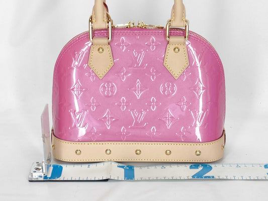 LOUIS VUITTON Verni LOUIS VUITTON Alma BB Handbag M90611 Neon Pink Monogram Verni RFID Verified Handbag