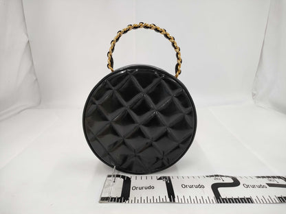 CHANEL CHANEL Matlasse Handbag Black x White Enamel Chain Handle/Gold Fittings 3rd Series Handbag