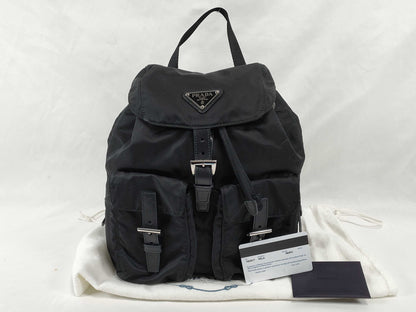 PRADA Nylon PRADA Rucksack 1BZ677 Black Nylon x Leather Rucksack