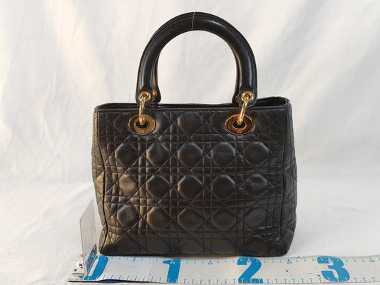 Dior Lady Dior DIOR/Christian Dior Lady Dior Medium Bag Handbag Black Lambskin Handbag