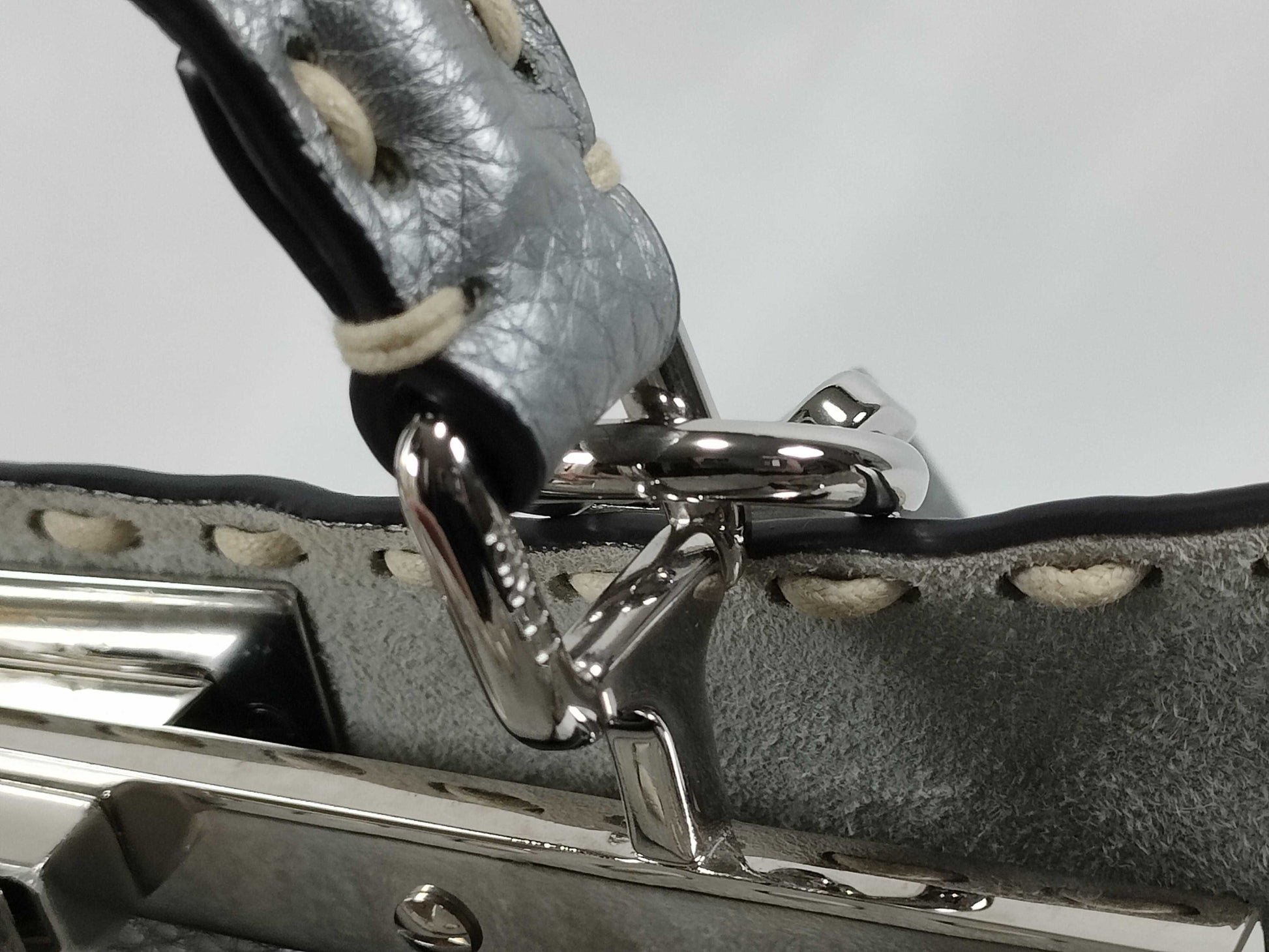 FENDI Cerelia/Peekaboo I.C. Small Handbag 8BN327-AJGM Silver Roman Leather Handbag