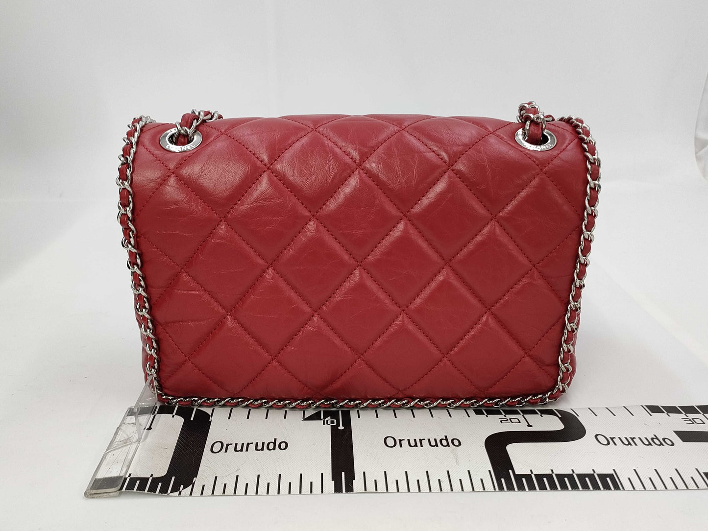 CHANEL Single Flap Matrasse Shoulder Bag Red Vintage Calf Leather 29th Shoulder Bag