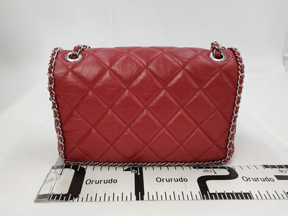 CHANEL Single Flap Matrasse Shoulder Bag Red Vintage Calf Leather 29th Shoulder Bag