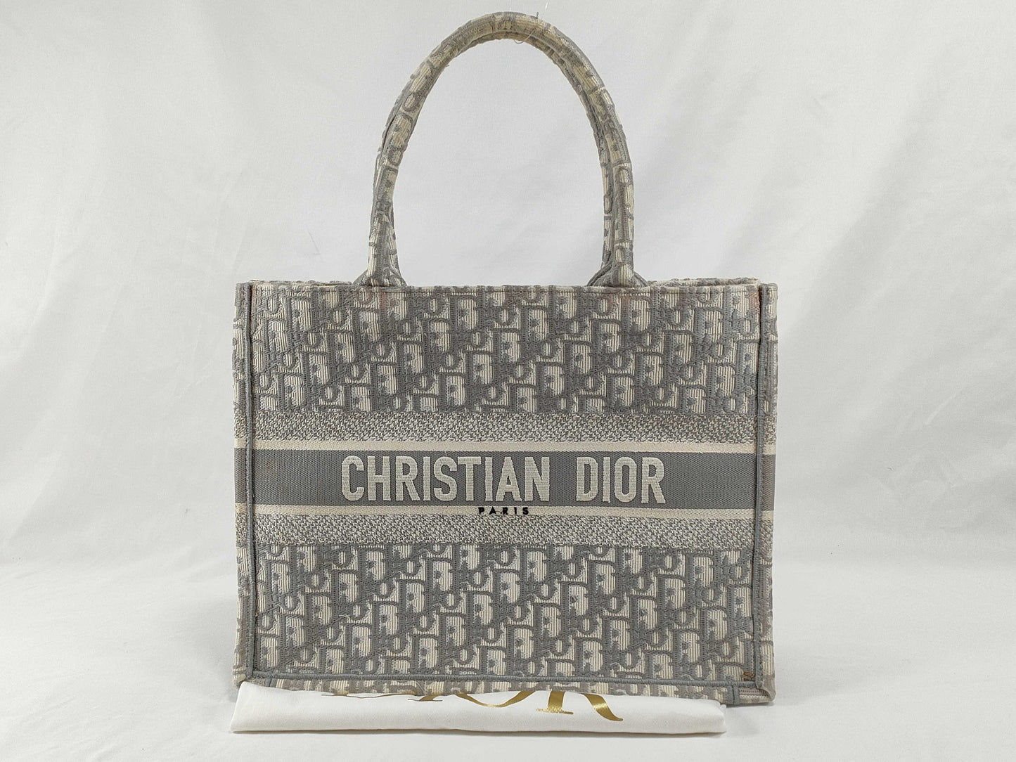 Dior DIOR/ChristianDior Book Tote Medium Bag/Old Small Tote Bag M1296ZRIW_M932 Grey Jacquard Tote Bag