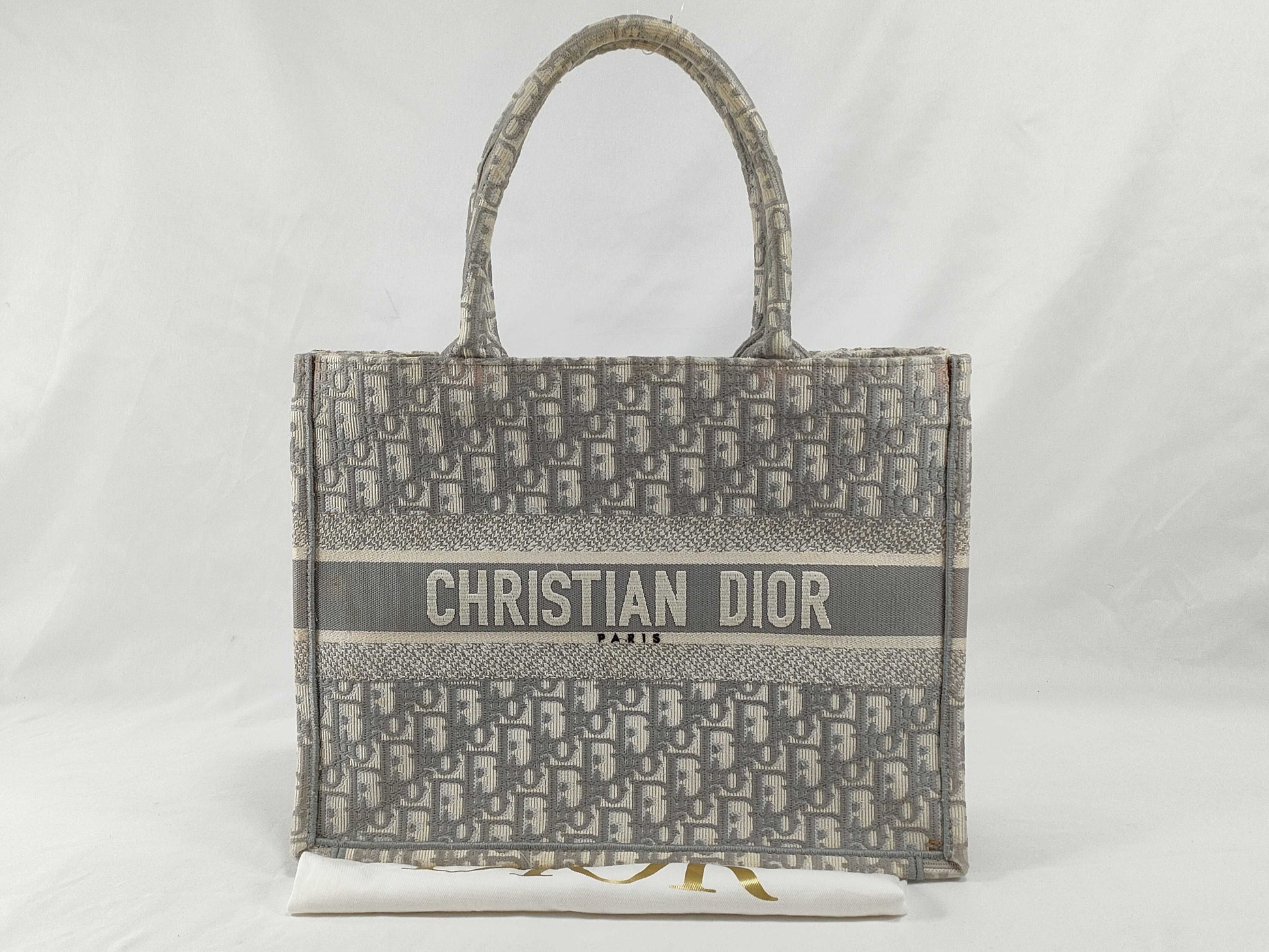 Dior DIOR/ChristianDior Book Tote Medium Bag/Old Small Tote Bag M1296ZRIW_M932 Grey Jacquard Tote Bag