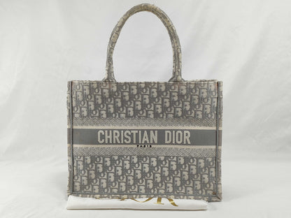 Dior DIOR/ChristianDior Book Tote Medium Bag/Old Small Tote Bag M1296ZRIW_M932 Grey Jacquard Tote Bag