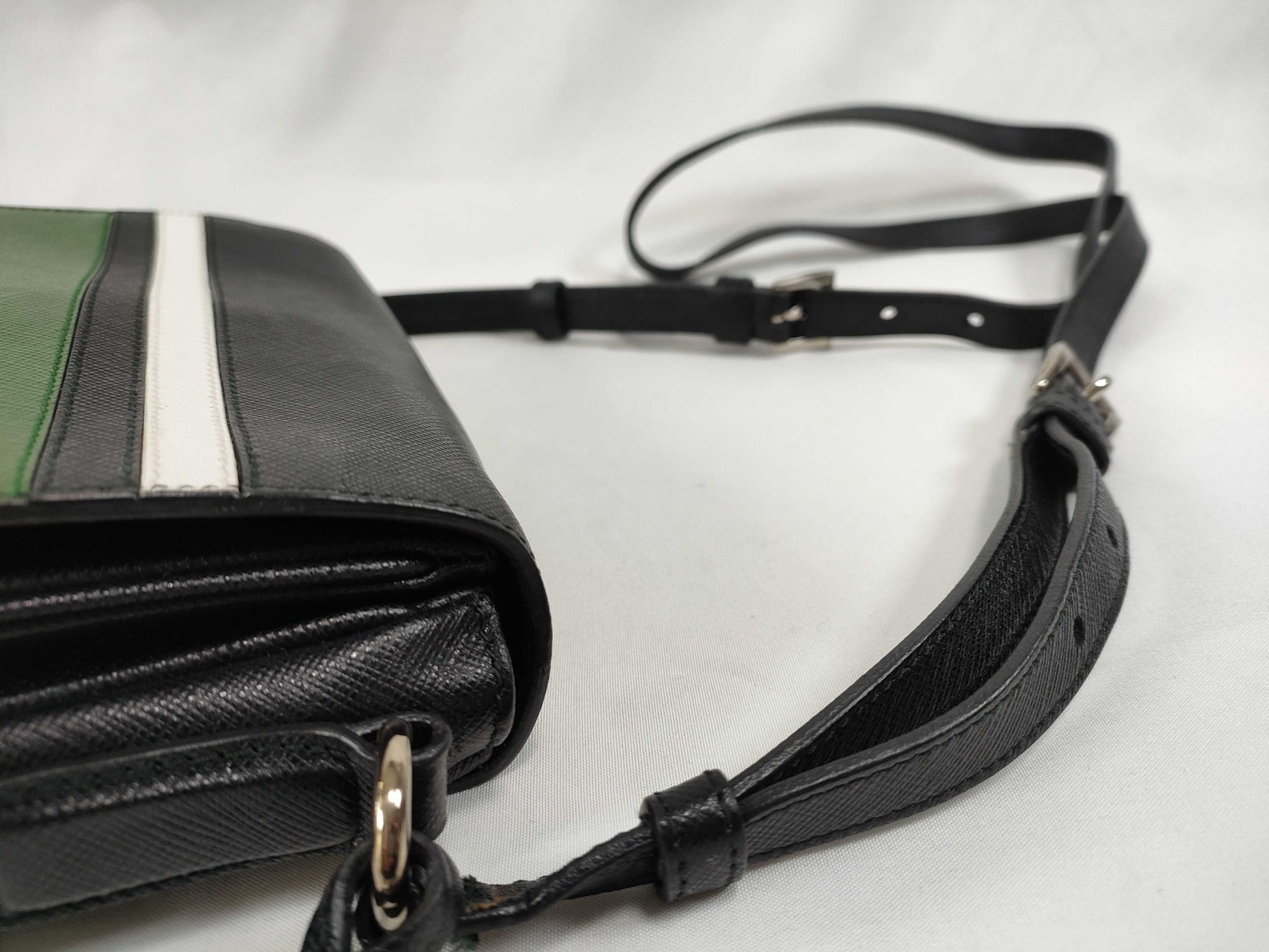 PRADA PRADA Shoulder Bag Black x Green x White Leather Shoulder Bag