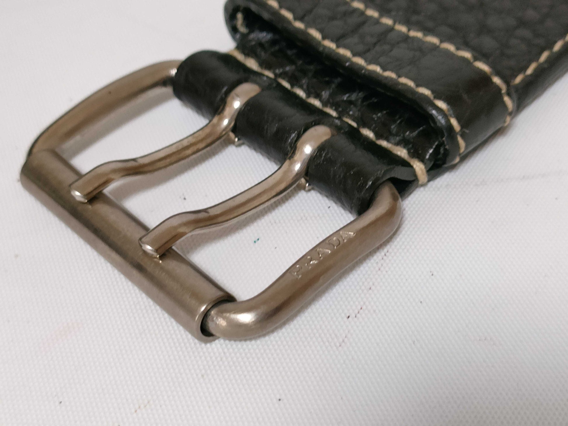 PRADA Leather x Canvas Belt Black Belt