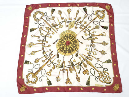 HERMES Carre Hermes Carre 90 Silk Scarf Bordeaux Scarf