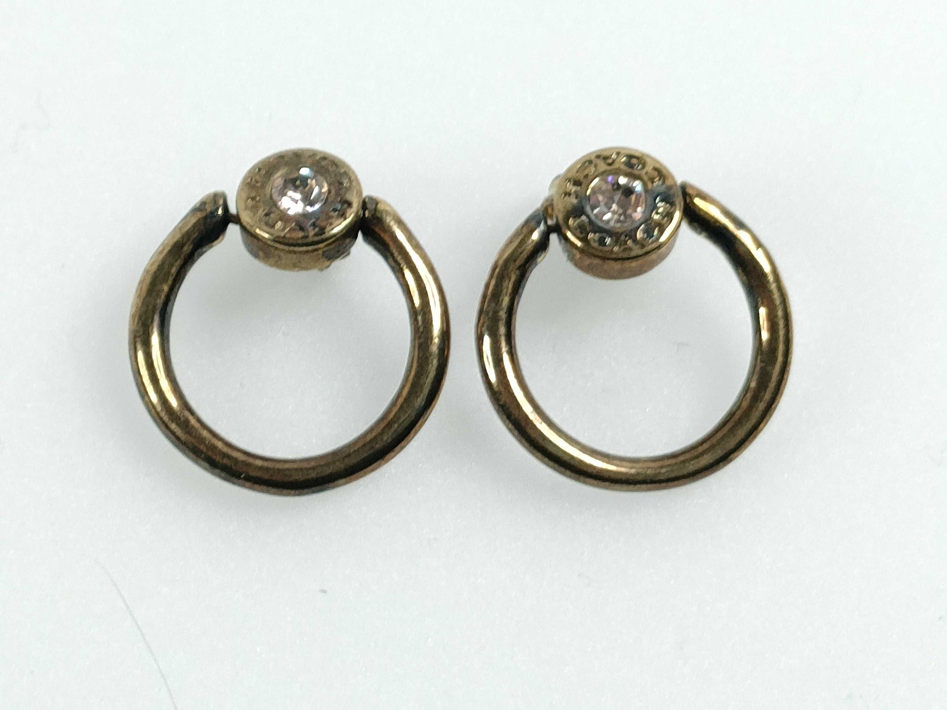 COACH Logo Rhinestone Hoop Earrings Earrings