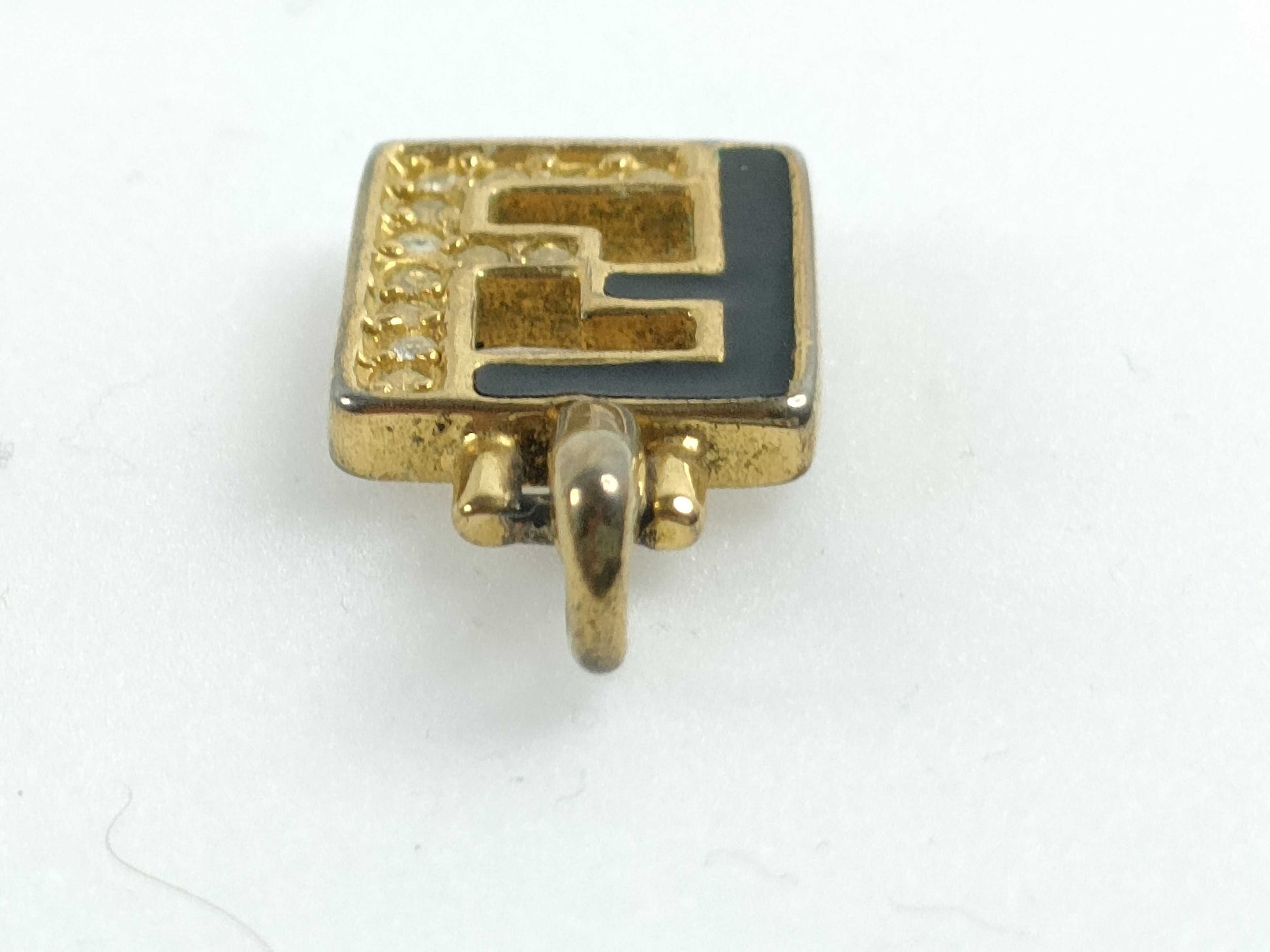 FENDI Logo Rhinestone Necklace Top Pendant Top