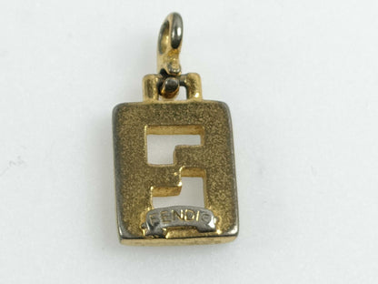 FENDI Logo Rhinestone Necklace Top Pendant Top