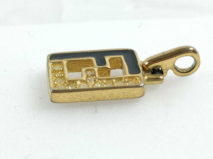 FENDI Logo Rhinestone Necklace Top Pendant Top