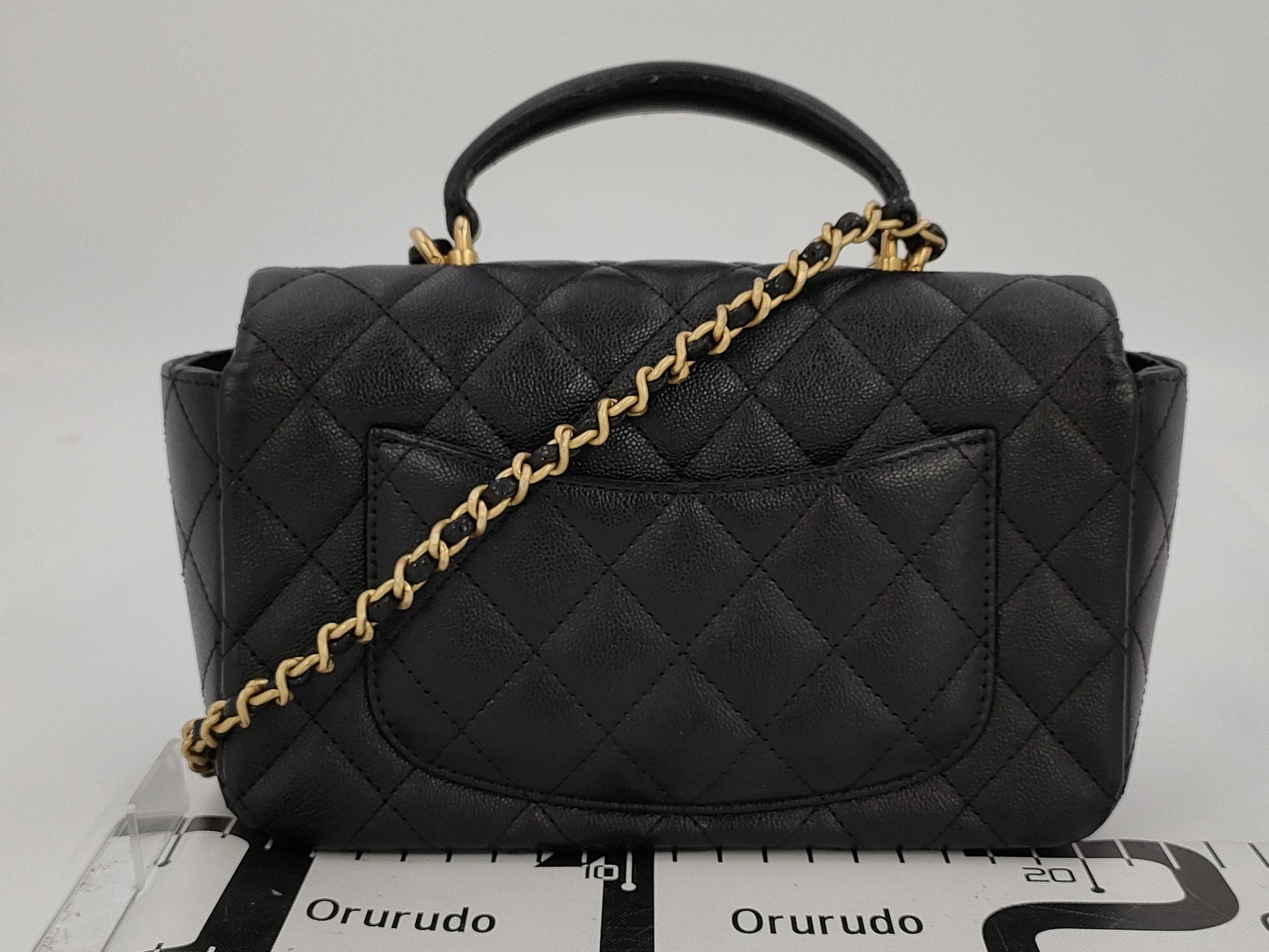 CHANEL CHANEL Top Handle Caviar Skin Gold Fittings 2way Handbag Chain Shoulder Bag Black Black 17th Shoulder Bag