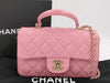 CHANEL Top Handle Lambskin Gold Hardware 2way Handbag Chain Shoulder Bag Serial Fittings Plate Pink Handbag