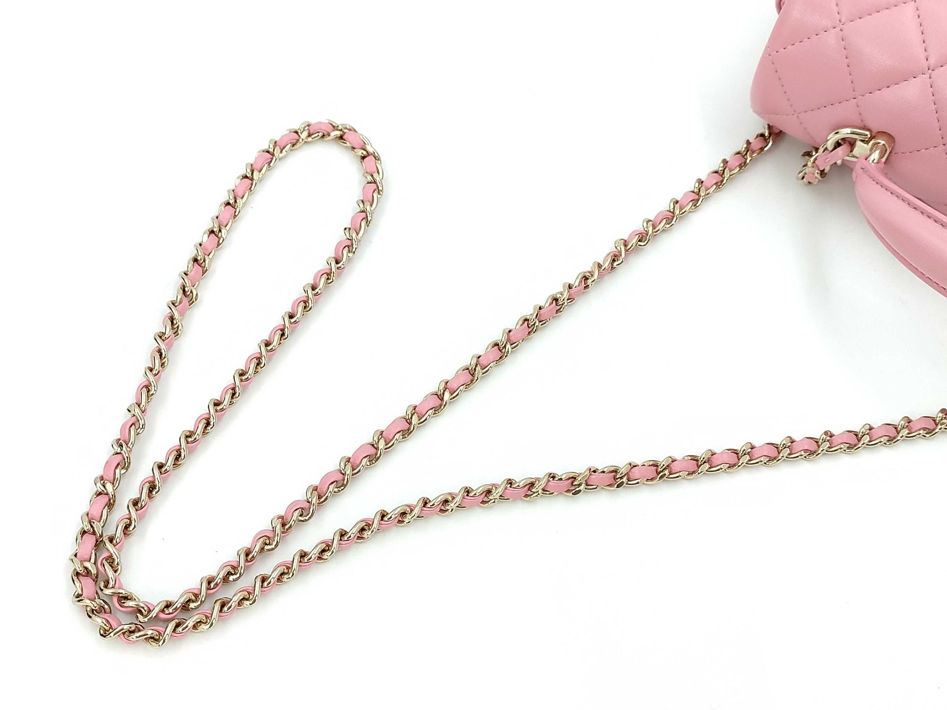 CHANEL Top Handle Lambskin Gold Hardware 2way Handbag Chain Shoulder Bag Serial Fittings Plate Pink Handbag