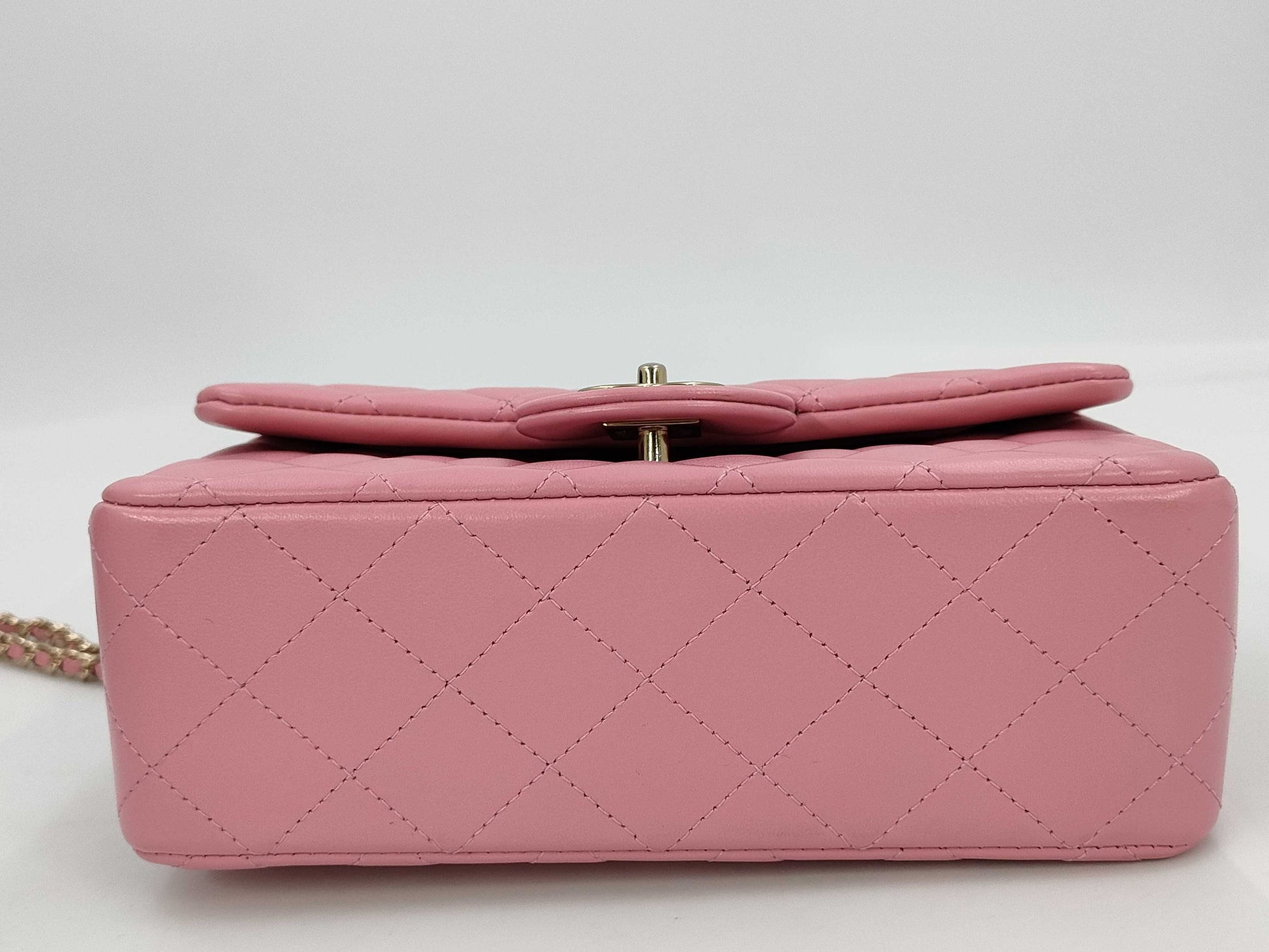 CHANEL Top Handle Lambskin Gold Hardware 2way Handbag Chain Shoulder Bag Serial Fittings Plate Pink Handbag