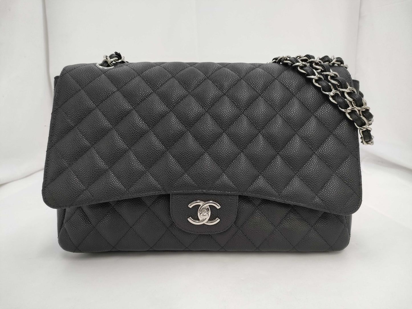 CHANEL Caviar Skin Matlasse Jumbo Shoulder Bag