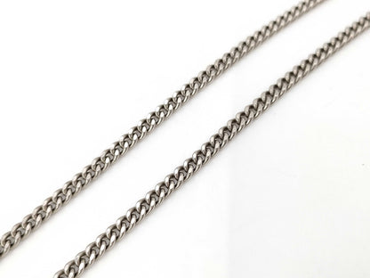 CHANEL Matlasse Plate Cocomark Silver 09P Long Necklace
