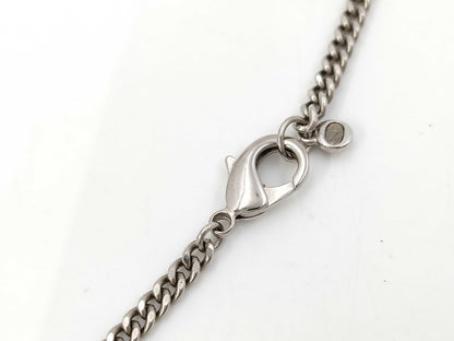 CHANEL Matlasse Plate Cocomark Silver 09P Long Necklace