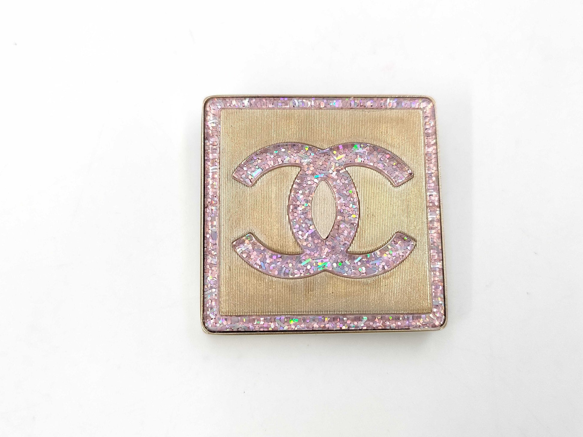 CHANEL Brooch Cocomark Pink Crame Square Gold A21K Brooch