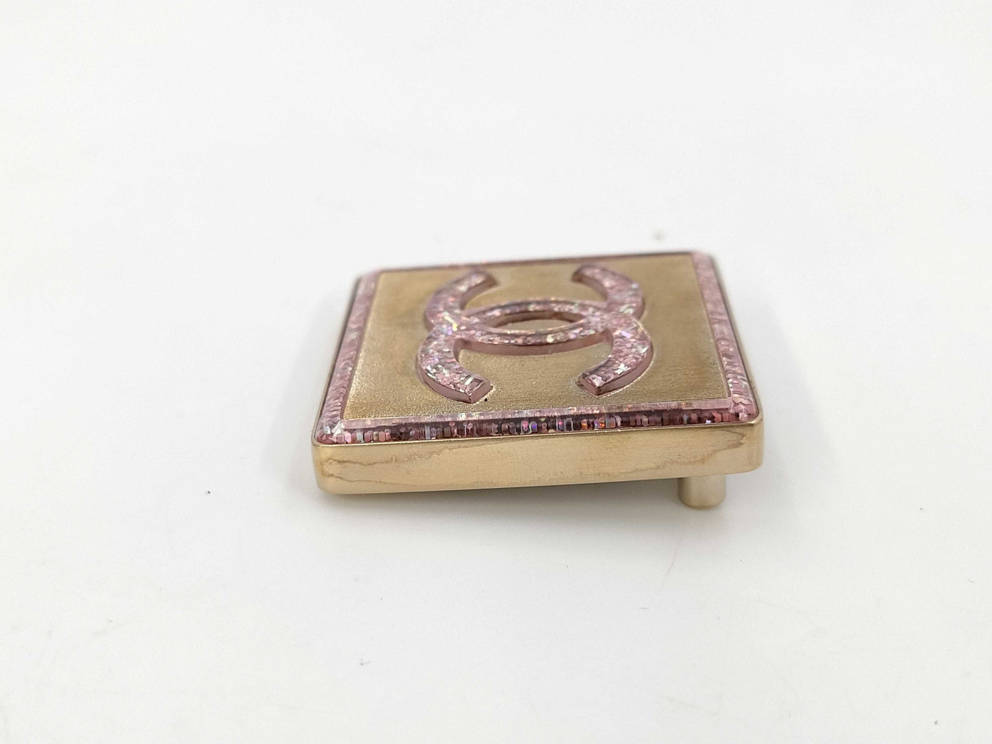 CHANEL Brooch Cocomark Pink Crame Square Gold A21K Brooch