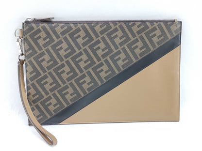 FENDI Zucca Fendi Clutch Bag 7N0110 Diagonal Slim Flat Clutch Bag