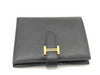 HERMES Beane Hermes Bean Compact D Engraving Epson Gold Hardware Black Wallet