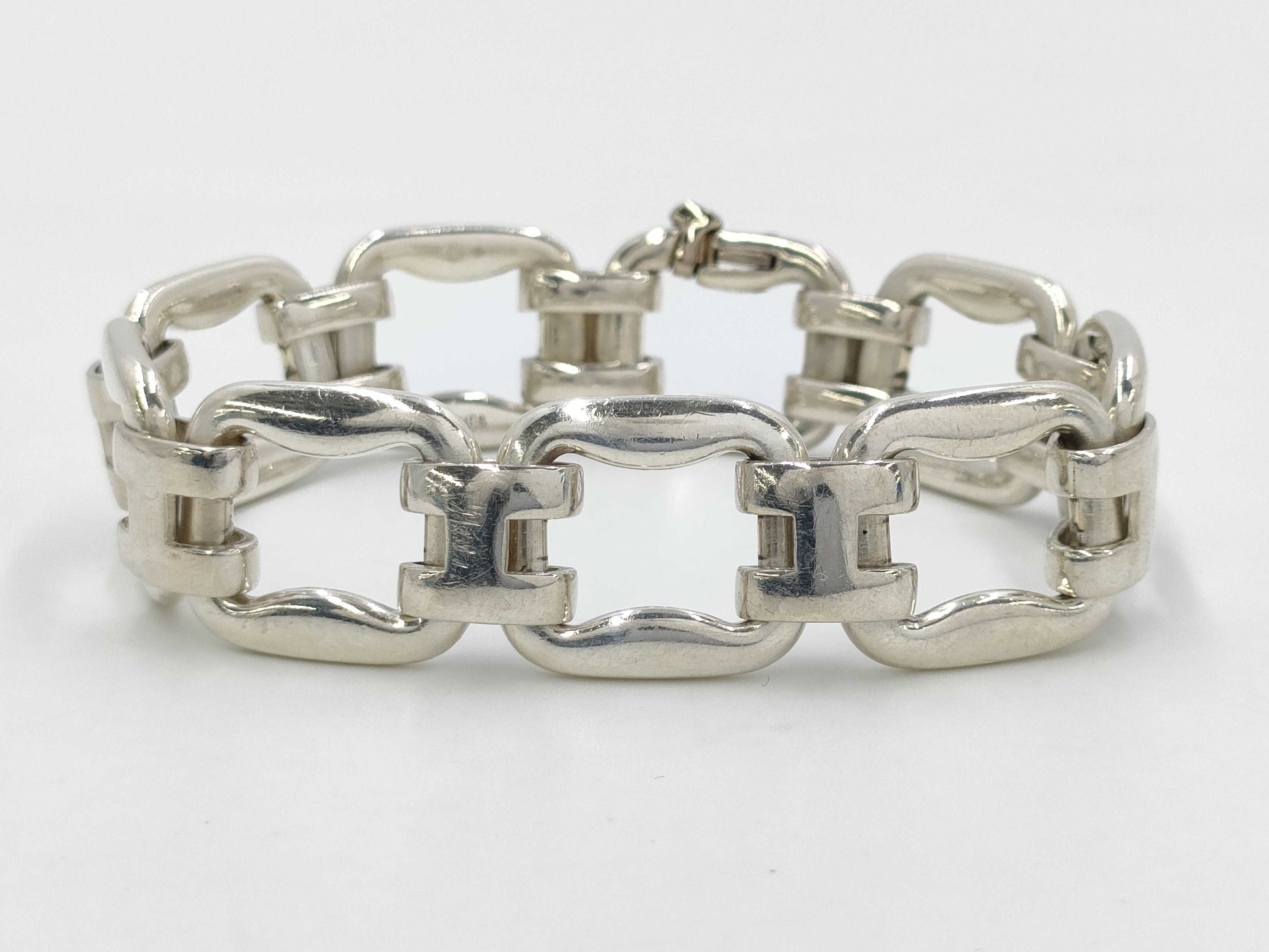 HERMES Silver Bone 925 49.1g Bracelet Bangle