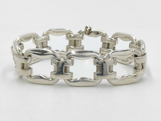 HERMES Silver Bone 925 49.1g Bracelet Bangle