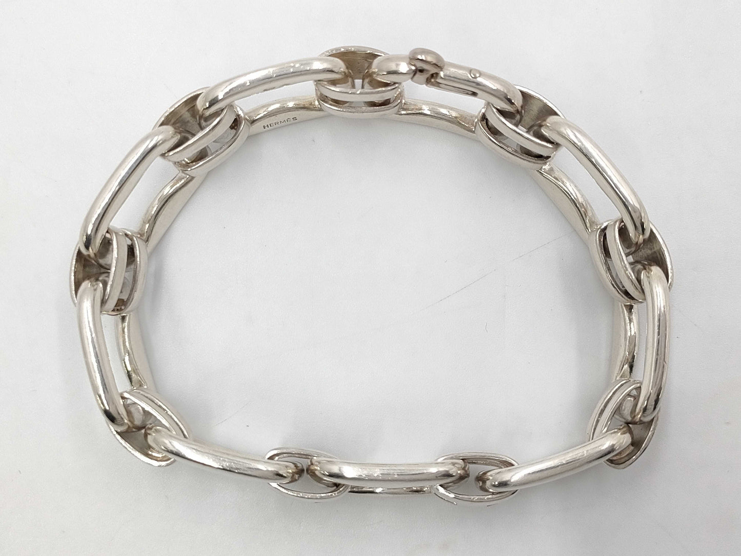 HERMES Silver Bone 925 49.1g Bracelet Bangle