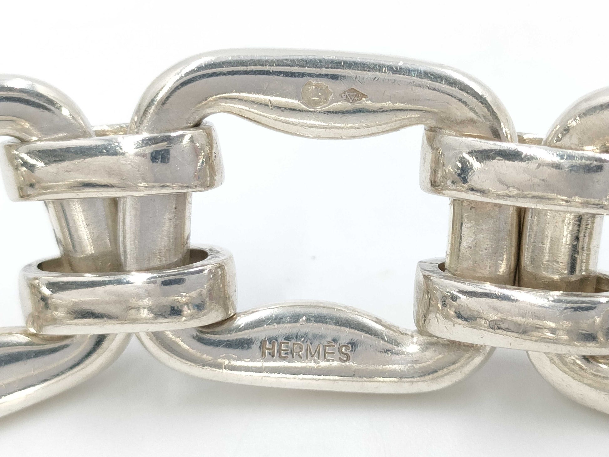 HERMES Silver Bone 925 49.1g Bracelet Bangle