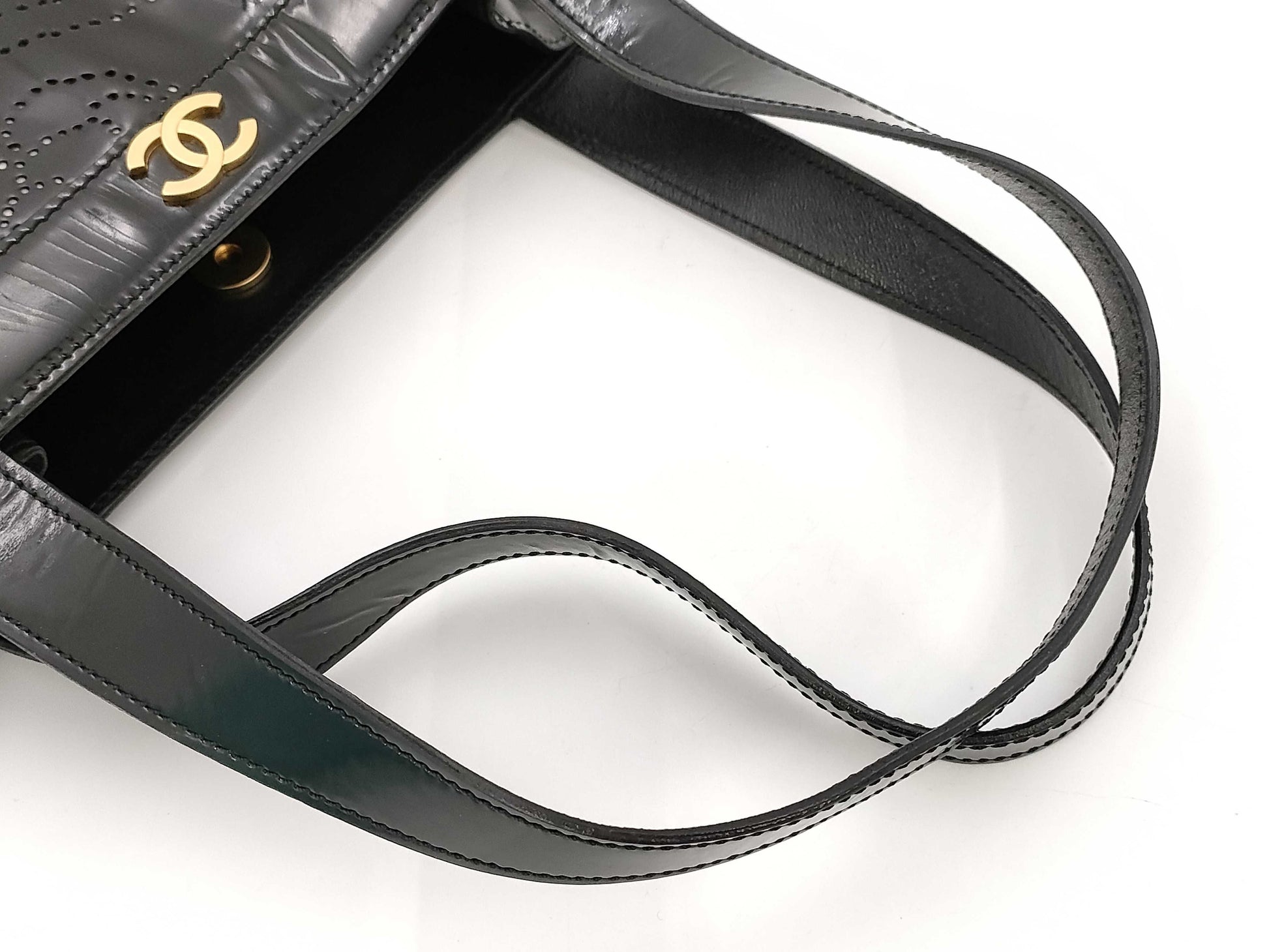 CHANEL Camellia Tote Patent Leather Tote Bag