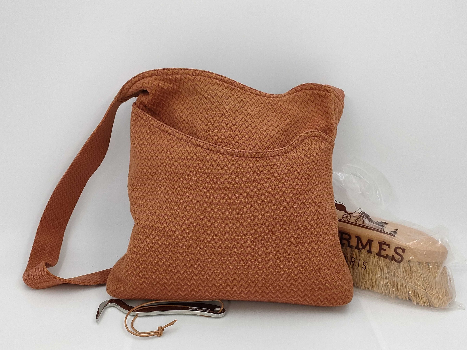 HERMES Sack de Panther Shoulder Cotton Shoulder Bag