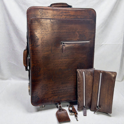 Berluti Formula 1000 Calligraphy Scrib Leather Suitcase Carry Case Carry Bag